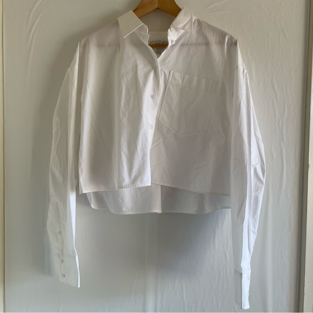 NWT COS White Long Sleeve Crop Top Size 44 EU L US